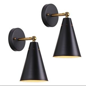 Black and Gold Wall Sconce Set